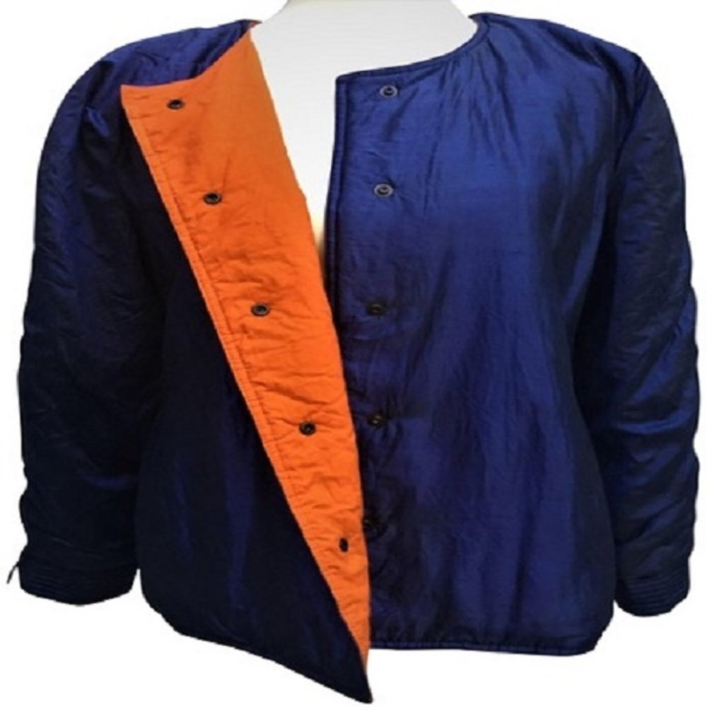 Gianfranco Ferre Slate Blue Silk Puffer Coat